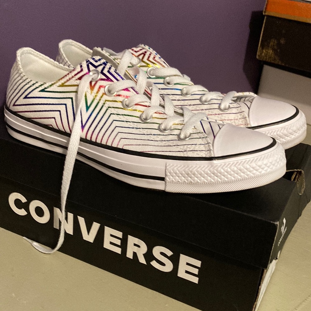 Converse White metallic rainbow 9